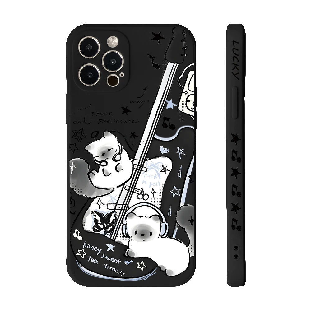 Musical Guitar Dog Design Phone Case - Straight Edge Cover