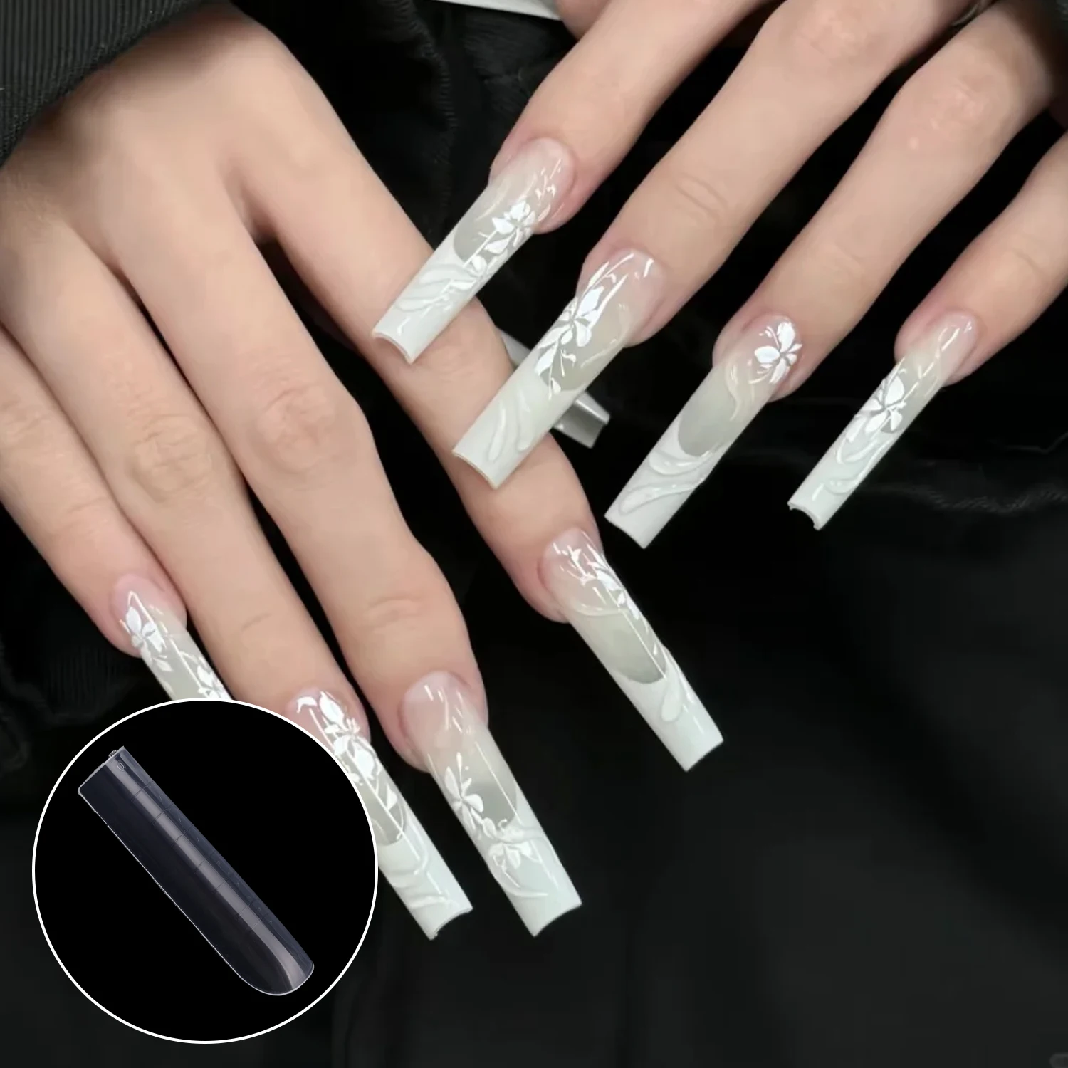 DIY Acrylic Nail Art Tips Transparent Plastic Full Cover