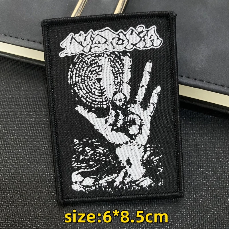 Dys topische Rock Weaving Mark Stoff Patches Embleme Punk taktische Rucksack Aufkleber gestickt Klett verschluss Moral Abzeichen – Detail 1