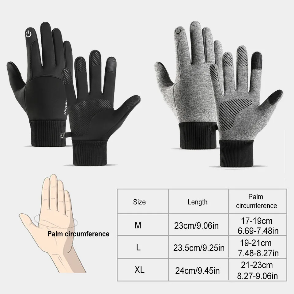 LOOGDEEL Fleece Cycling Gloves Non-slip Thermal Touch Screen Windproof Waterproof Men Skiing Running Bicycle Motorcycle Gloves 2