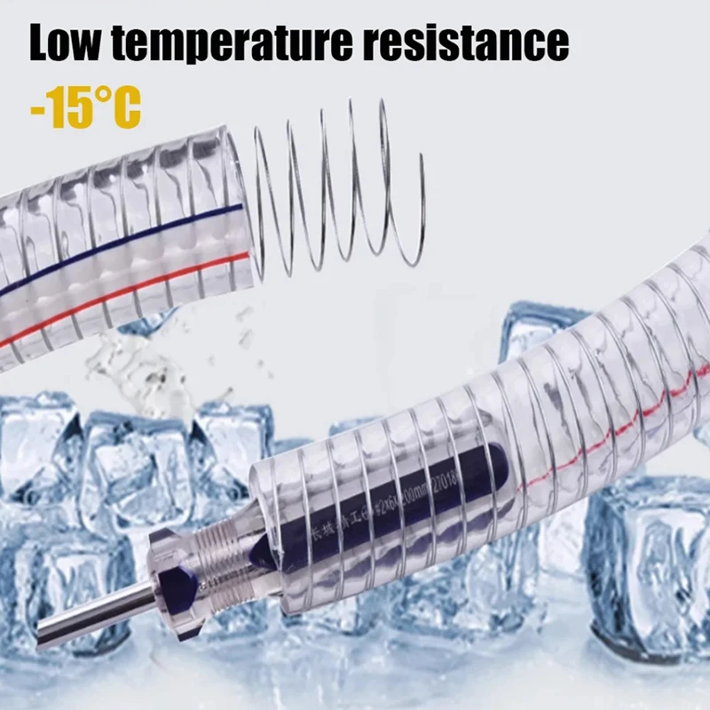 1M PVC Steel Wire Hose Transparent Plastic Pipe Thickened Water Pump Oil Pipe Vacuum Heatresistant Oil Resistant Antifreeze