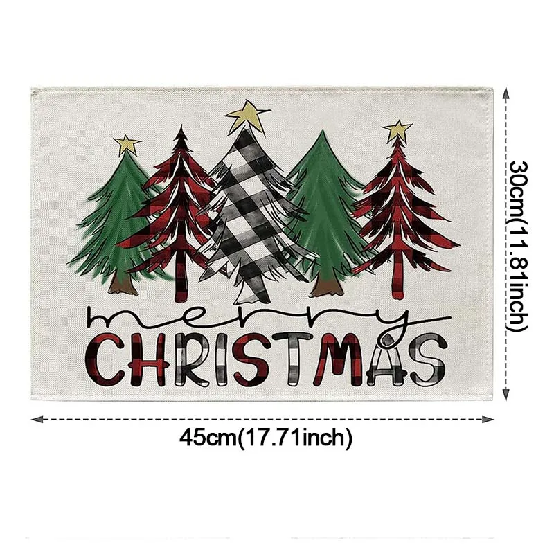 4pcs Christmas Home Decoration Placemat Xmas Snowman EIK Christmas Tree Table Mat Navidad 2024 New Year Kitchen Dining Meal Mat images - 6