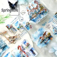 2m/ Roll Oil Painting PET Sticker Decorative Sea Tide Tape For Scrapbook Magazine Aesthetic Stationery 2
