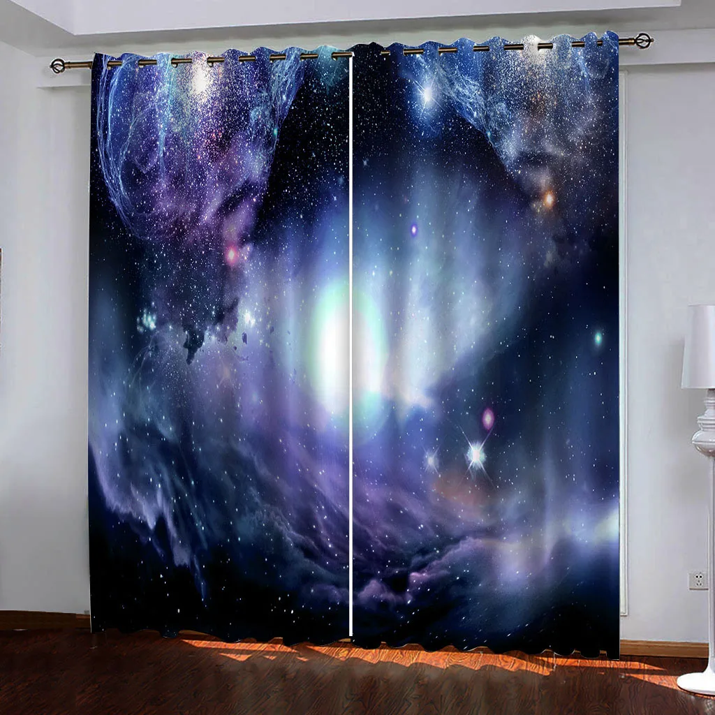 

Space Galaxy Color Starry Sky Curtains 2 Panel Kids Room Bedroom Living Room Decorative Curtains Free Shipping