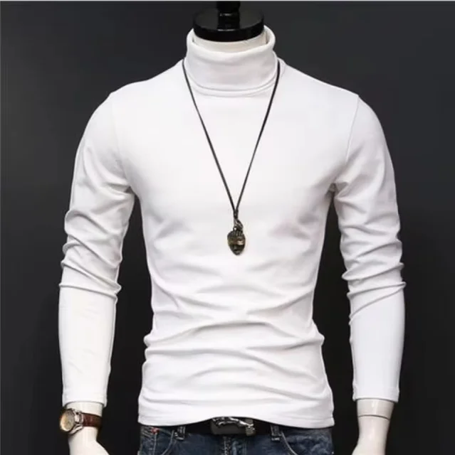 Spring Autumn Thin Men Pullovers Sweaters Turtleneck Knitted Sweater for Men  Clothing Male Sweaters Full Black White Tops 1