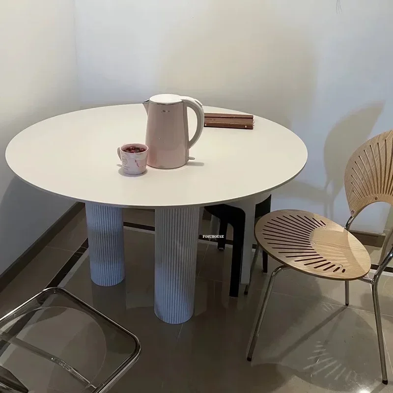 Nordic Designer Slate Dining Tables Light Luxury Round Table Room Furniture Small Apartment