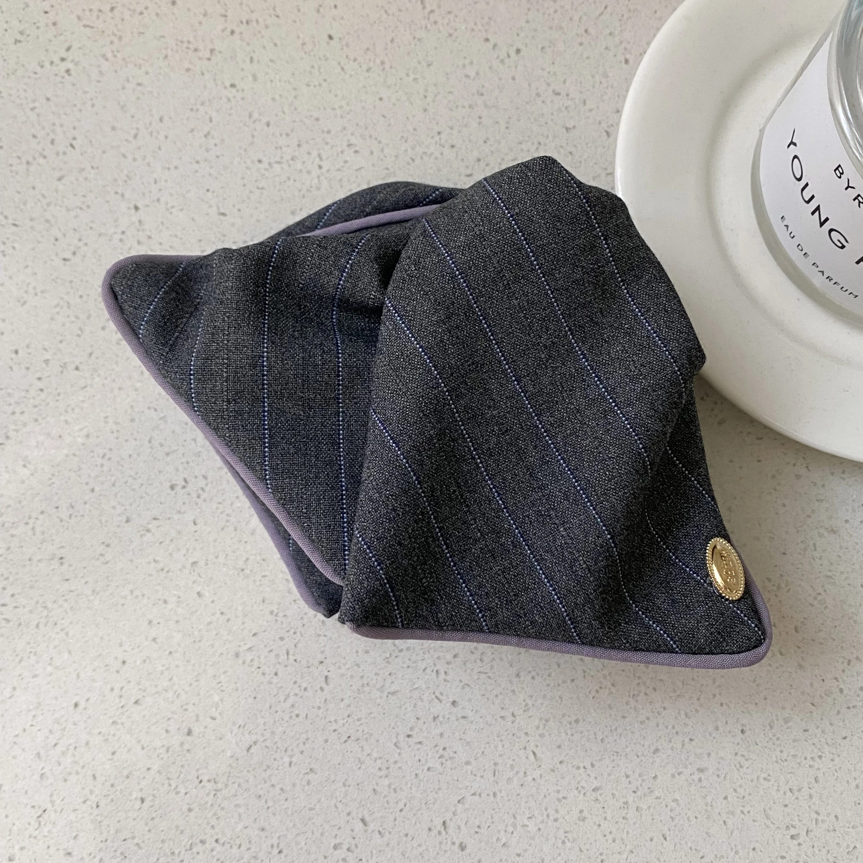 1PC Grey Striped Hair Accessories Set, Elegant Headband and Scrunchies, Stylish Hair Decor for Women