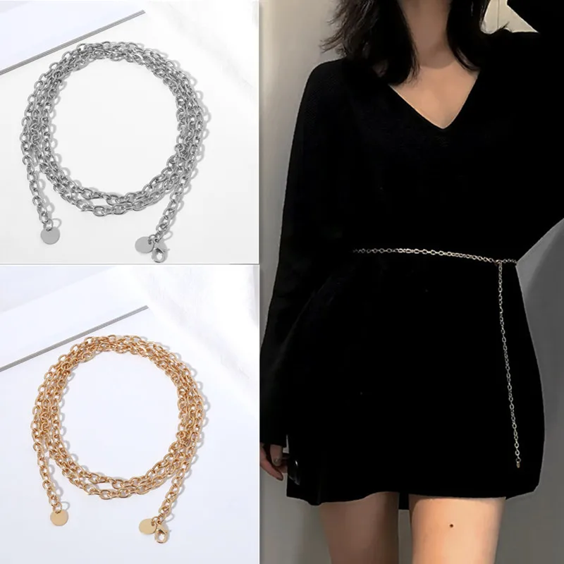 

Fashion Women Lady Waist Chain Belt Metal Gold Silver Color Waistband Chain Belt For Dress Shirts Clothes Accessories cinturon