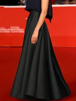 Elegant Satin A-line Long Skirts for Women High Quality Smooth Party Maxi Skirt with Pockets Y2K Lady Solid Women's Skirts - Image 5
