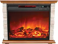 LifePro 1500Watt Electric Infrared Quartz Fireplace Heater for Indoor Use with 3Heating Elements and Remote Faux Stone &Oak Wood 1