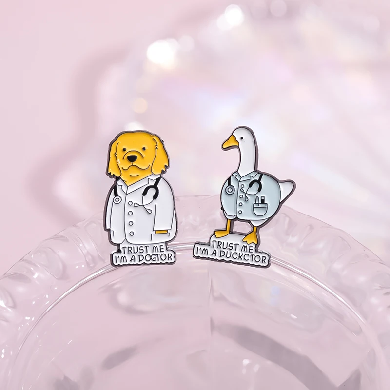 Enamel Pins Animal Brooch Custom TRUST ME I'M A DOGTOR Lapel Badges Jewelry Gift For Friends