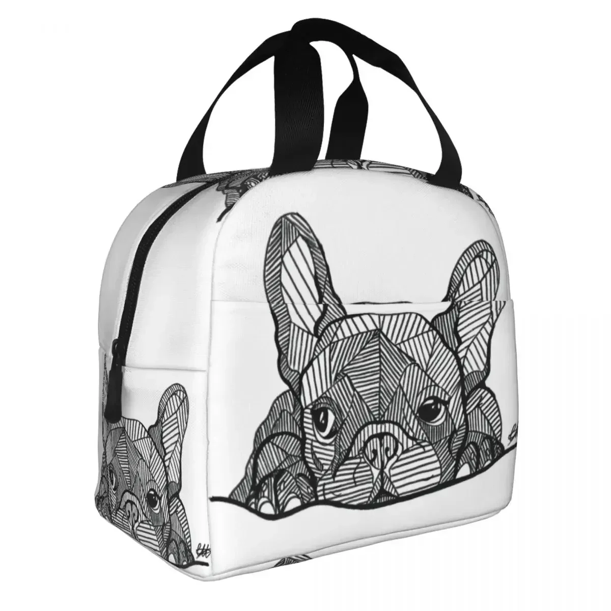 

French Bulldog Lunch Bag Waterproof Insulated Thermal Warm Cooler Frenchie Dog Lunch Tote Kids School Children Food Bento Box