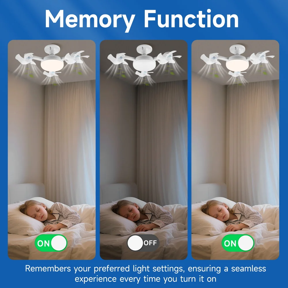 ستبليس يعتم مروحة السقف مصباح مروحة كهربائية E27 ا...