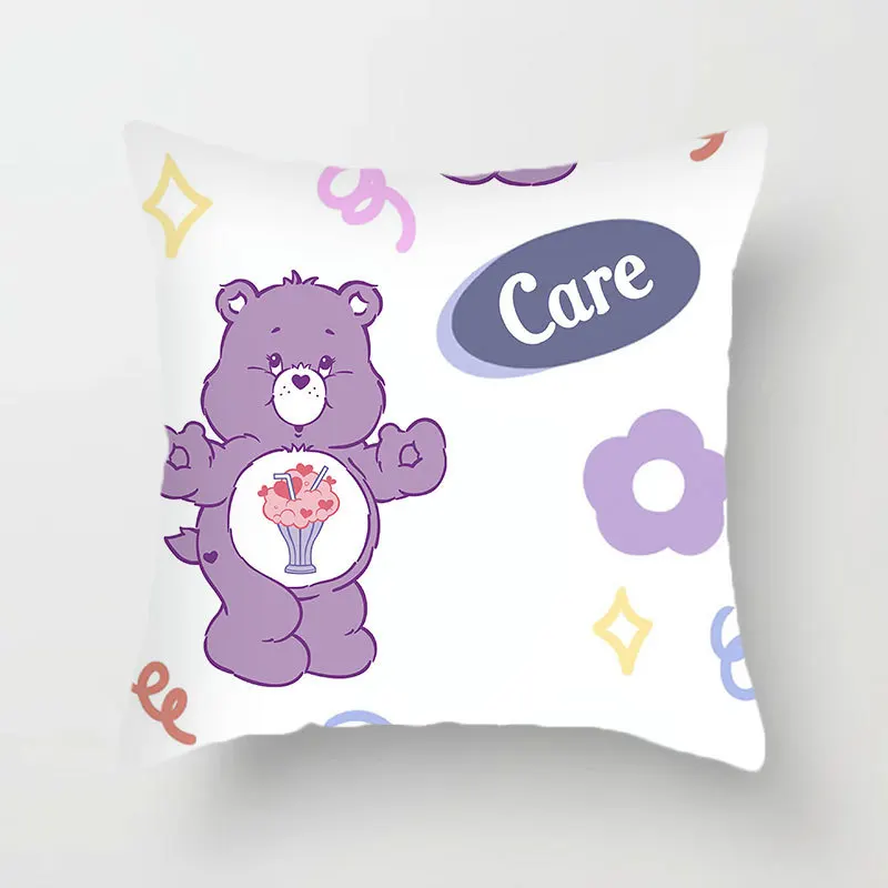 thumbnail image 1 of MINISO - Almohada para siesta de estudiante con diseño de oso cariñoso arcoíris, para sofá, sala de estar, respaldo, mesita de noche, funda de almohada con dibujos animados de oso cariñoso, bonito reg, 1 of 5