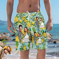 Custom Couple Face Beach Shorts Romantic Wedding Short Pants Funny Pineapple Shorts Comfortable Swim Trunks Best Wedding Gift 2