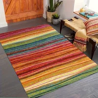 Non-Slip Floor Mat with Colorful Stripes Large Area Rug Waterproof Rug for Living Room Bedroom Kitchen Outdoor Decor Carpet 2