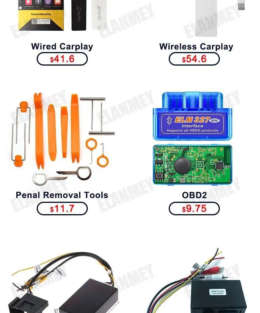 Android Accessories OBD2 DAB Receiver CARPLAY USB DVR CAMERA TPMS Optical Fiber