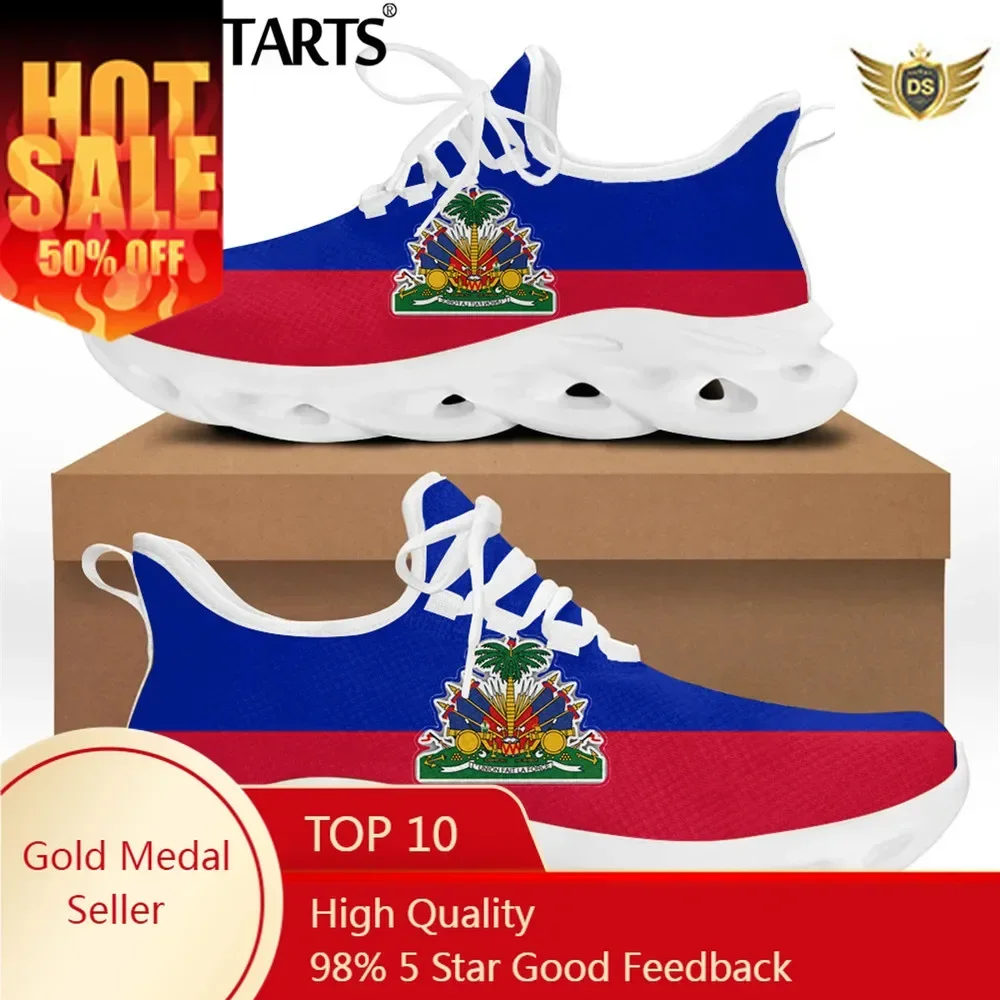 Haiti Flag Print Breathable Lace Up Sneakers Footwear Spring/Autumn Flats Walking Shoes Zapatos De Mujer Zapatos