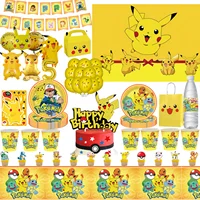 Pokemon Birthday Party Decorations Pikachu DIY Sticker Tableware Plate Tablecloth Baby Shower Kids Favors Gifts Party Supplies