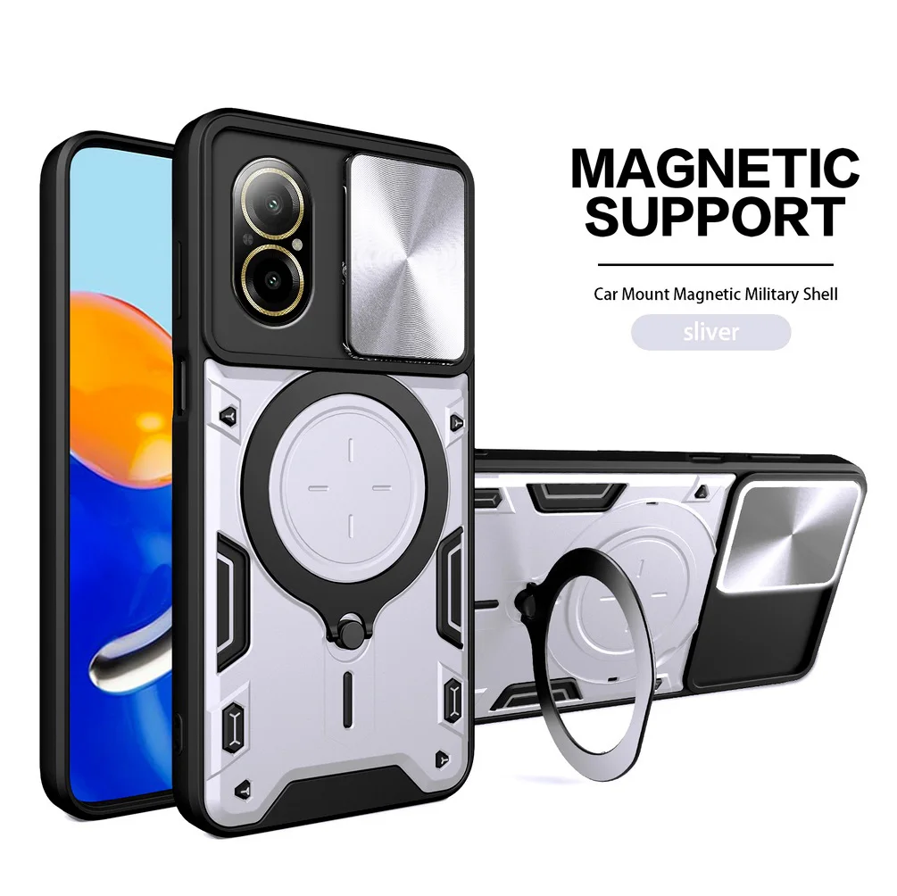 Sleek Metal Ring Camera Protect Case with Rotating Holder Cover