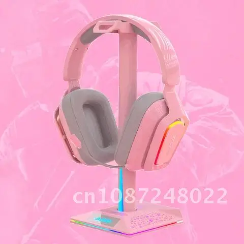 

Headphones Holder RGB Headphones Stand Gaming Headset Desk Bracket Pink Display Shelf USB2.0 3.5mm AUX Ports Gaming Accessories