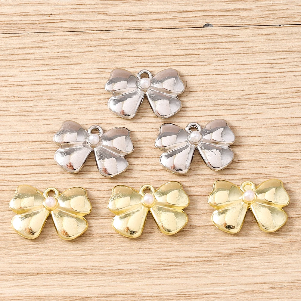 Tusember 8 Stück 12*18mm Legierungs-Kristall-Schleifenanhänger für DIY-Ohrringe, Halsketten, Schleifen-Anhänger, DIY-Schmuckherstellung