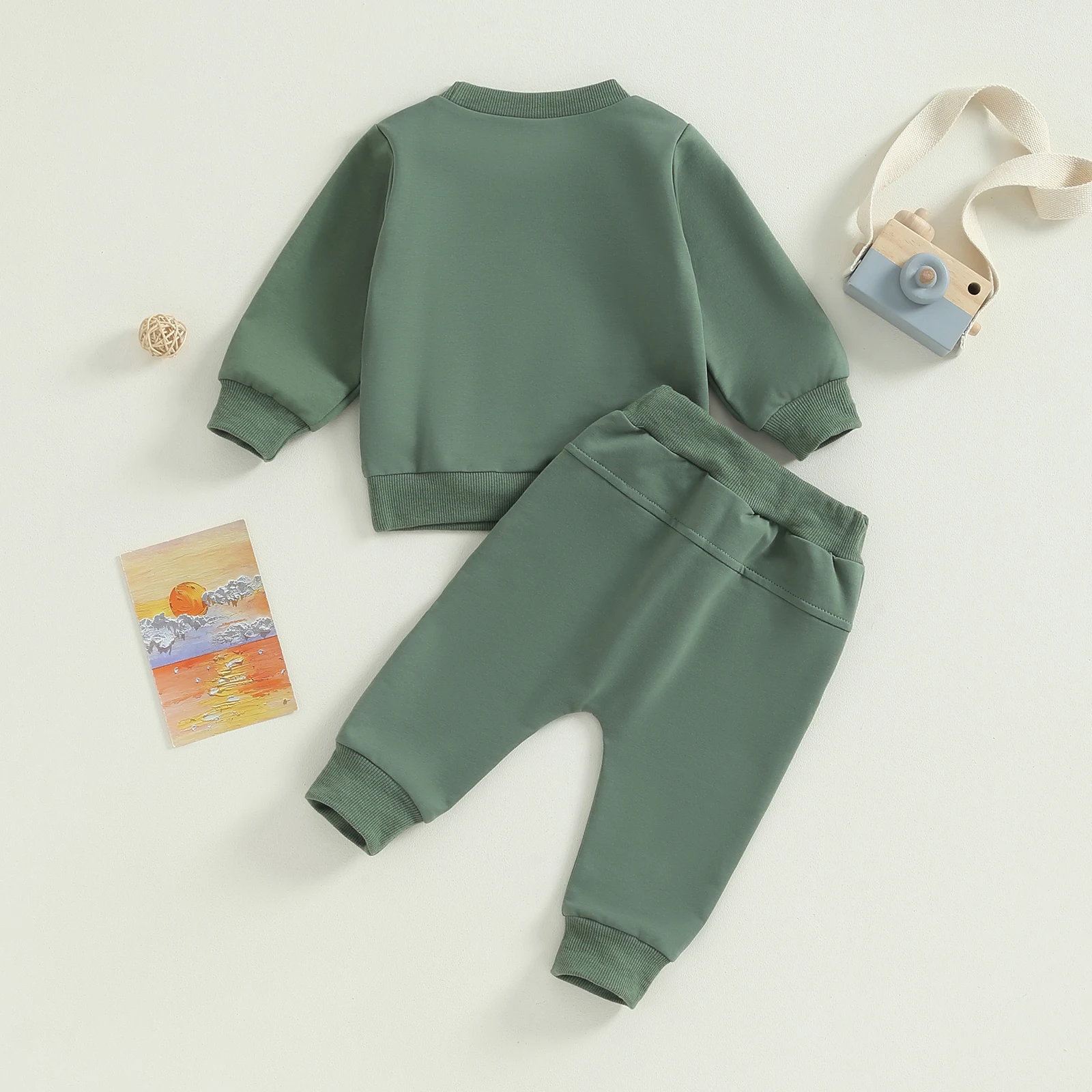 Baby Boy Outfits 2 Piece Cute Solid Color Long Sleeve Sweatshirt and Elastic Pants Set Newborn Infant Fall 0-3T