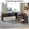 63 Inch Large Office Desk L Shaped Computer Desk with Drawers and Storage Shelves, Business Furniture Desk Workstation 2