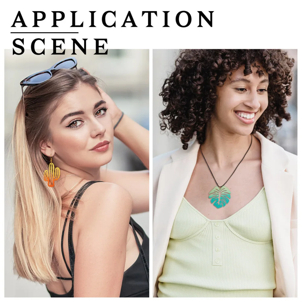 24Pcs Gradient Cactus Monstera Leaf Charms Colorful Plants Spray Painted Iron Pendants for Necklace Earrings Connectors Jewelry