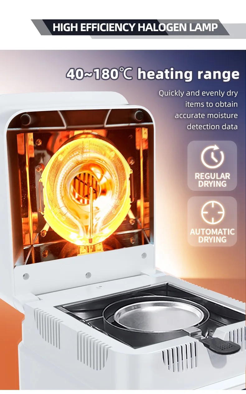 120g Halogen Moisture Meter Analyzer 5-inch Touch Screen Plastic Particle Heatin