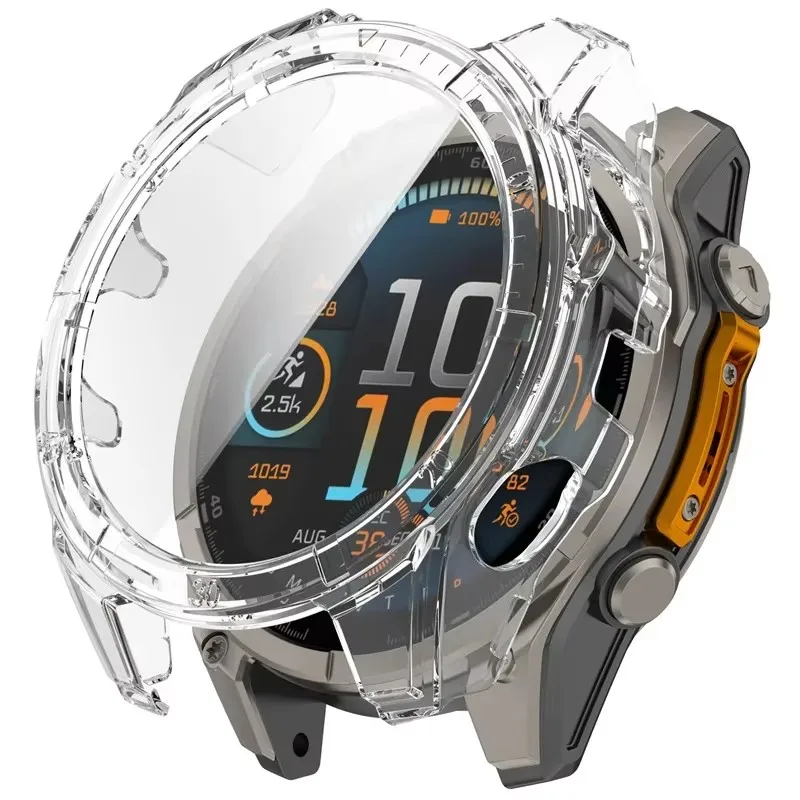Garmin Fenix 8 Screen Protector and Bumper Protective Cover with Anti-Scratch Film - PC Case with Glass