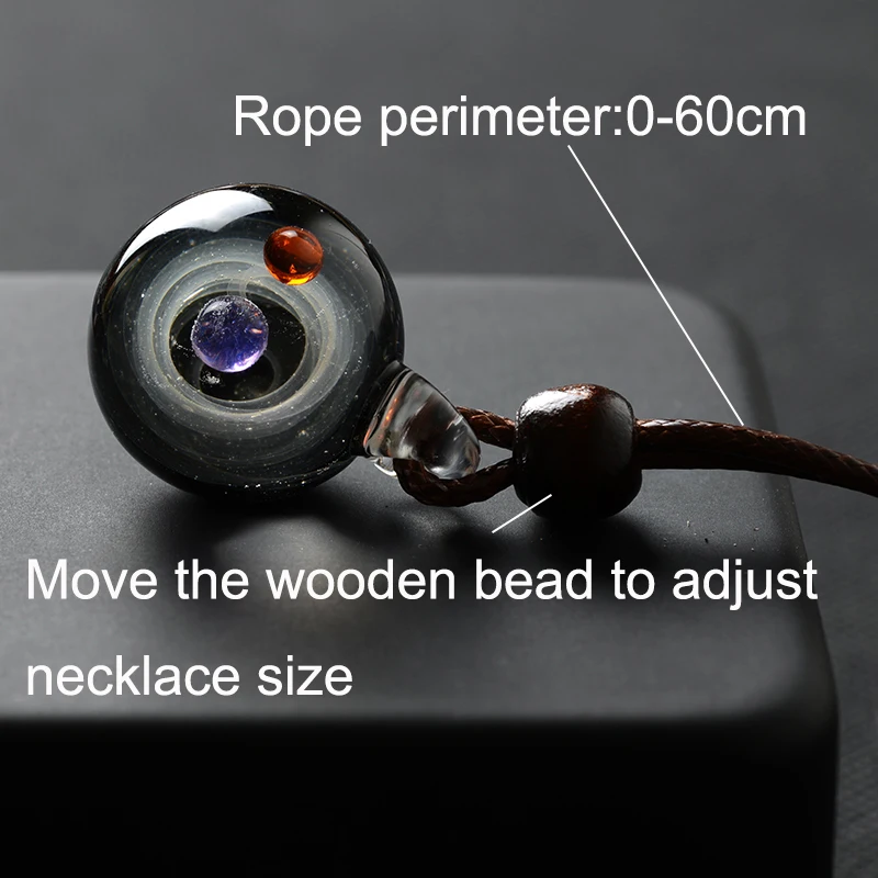 BOEYCJR Universe Glass Bead Planets Pendant Necklace Galaxy Rope Chain Solar System Design Necklace for Women Christams Gift 3