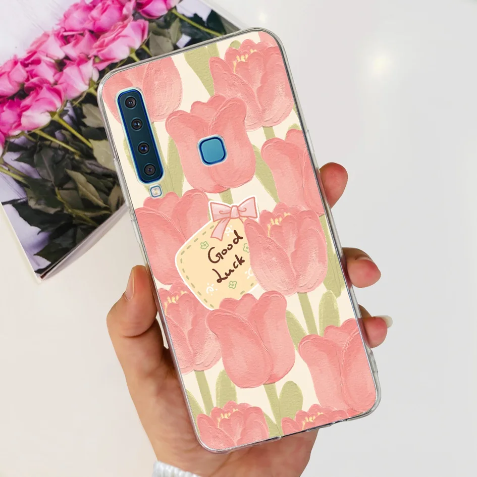 Floral Clear Soft TPU Silicone Phone Case - Elegant Protective Cover for Samsung Galaxy A9 2018