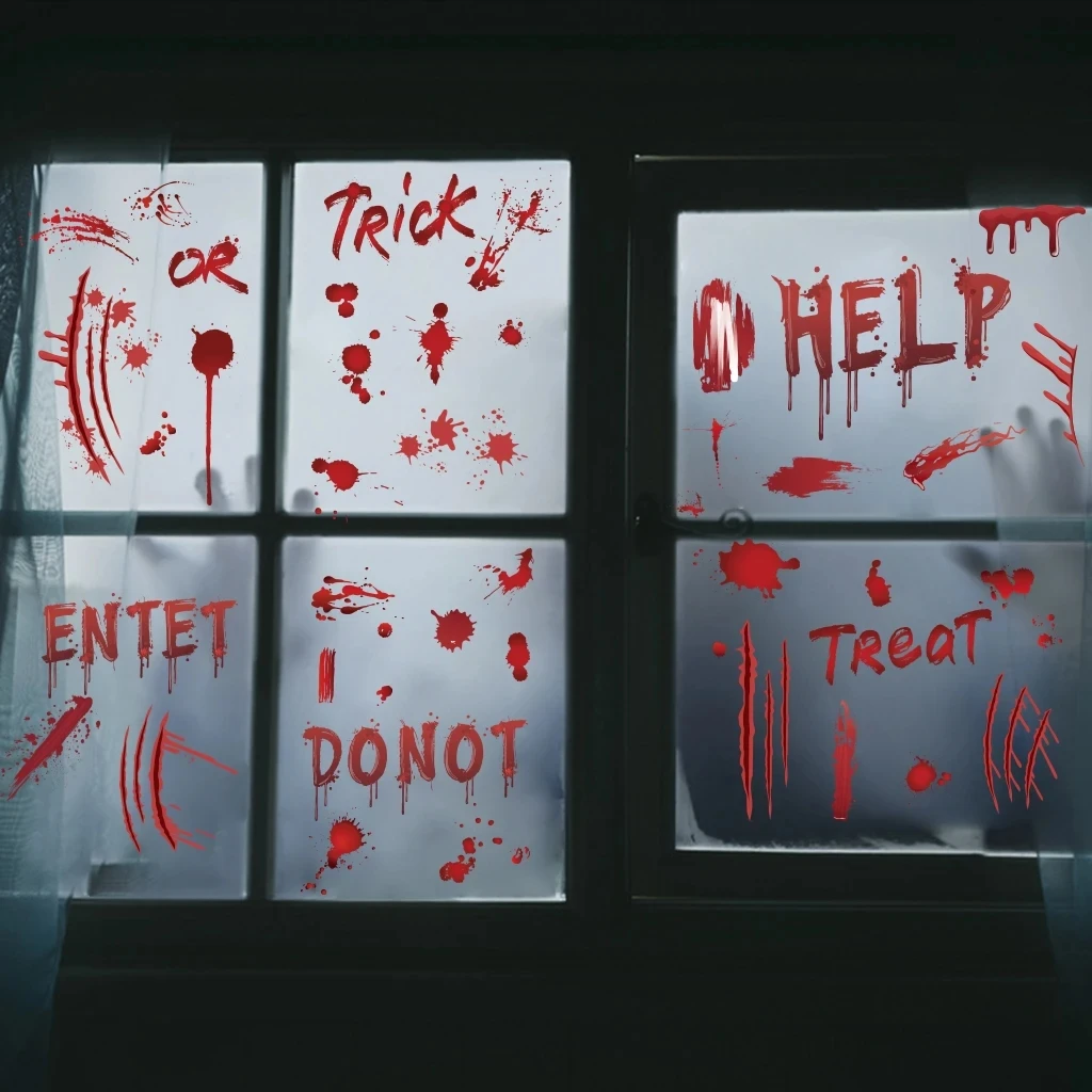 Halloween Horror Blood Print Haunted House Decoration Stickers Kitchen Bedroom Room Decoration Wall Static wall stickers,self adhesive stickers,kitchen wall sticker