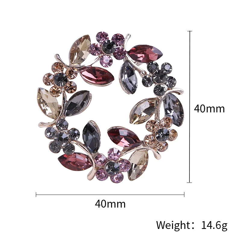 Leaf Ring Rhinestone Brooch Corsage Collar Pin Jewelry Clothing Accessories