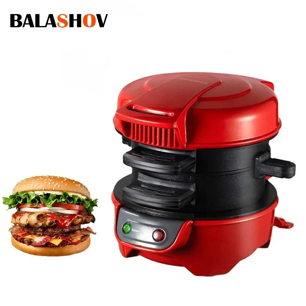 220V 110V Household Breakfast Burger Machine Hamburg Sandwich Maker Bread Muffin Maker Non Stick Plates Electric Burger