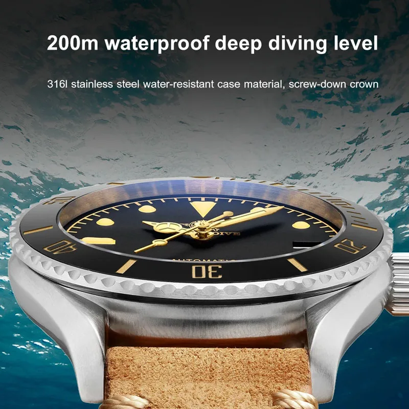 ADDIESDIVE Vintage Bronze Men Watch NH35 Sapphire Crystal Swiss C3 Super Luminous Retro Bronze Automatic Mechanical Watches 200M