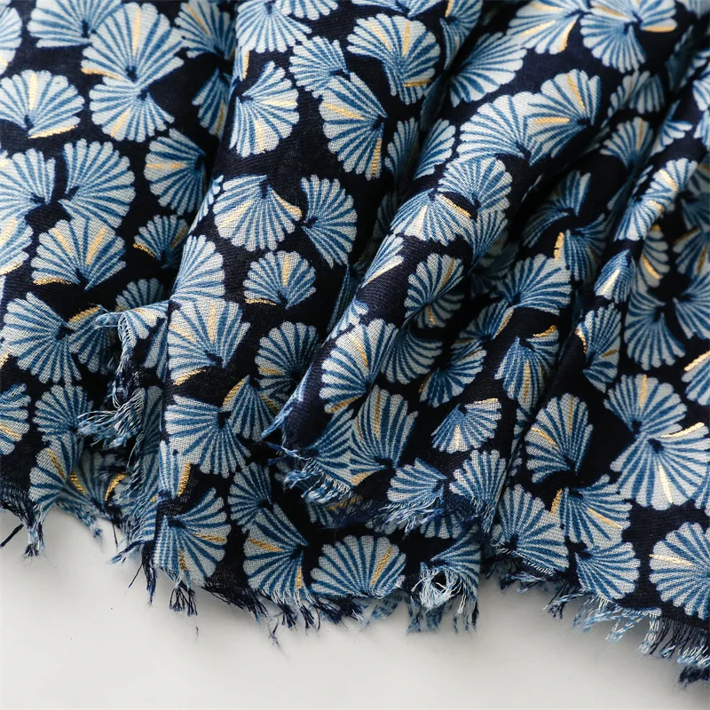 Mode Winter Polka Ginkgo Floral Fringe Viskose Schals Schal Dame Hohe Qualität Druck Weiche Pashmina Stola Moslemisches Hijab 180*90 cm – Detail 21