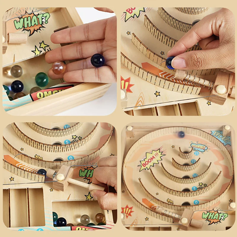 Wooden Mini Pinball Machine Table Game for Kids and Adults