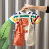 Summer Kids Girls Boy Clothing Toddler Fashion Infant Children Dinosaur Clothes Suits T Shirt Overalls Pants 2Pcs/Set 0-5 Years