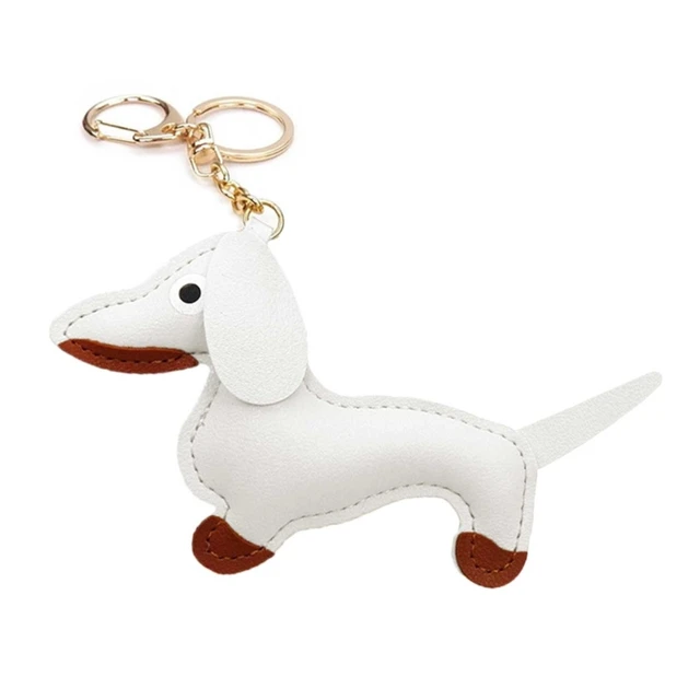 Faux Leather Dachshund Bag Charm Dark Brown