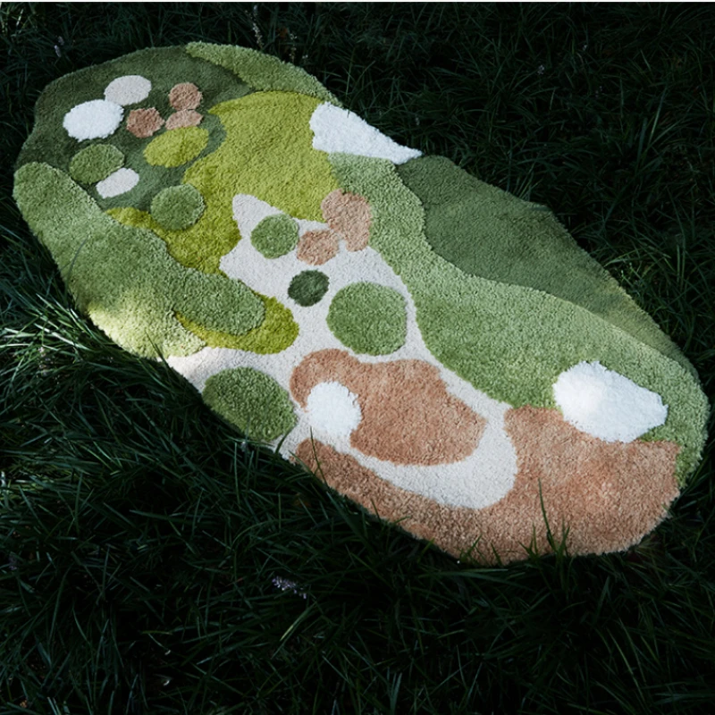 

Nordic 3D Lawn Moss Rugs Carpet for Bedroom Living Room Green Forest Irregular Home Decor Chic Room Floor Mat Bedside Area Rug