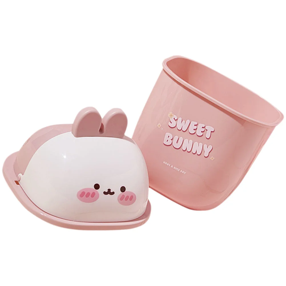 뚜껑이 달린 작은 쓰레기통, 만화 토끼 탁상용 쓰레기통