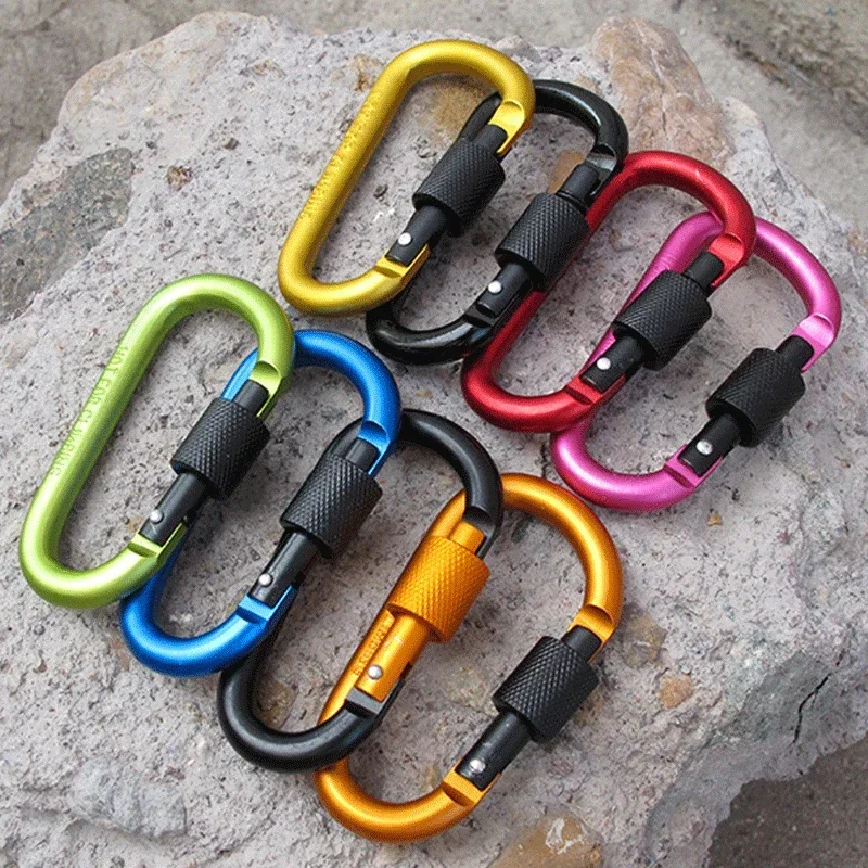 

Outdoor Aluminum Alloy D Shape Buckle Carabiner Survival Key Chain Camping Climb Hook Clip Backpack Buckle Keychain