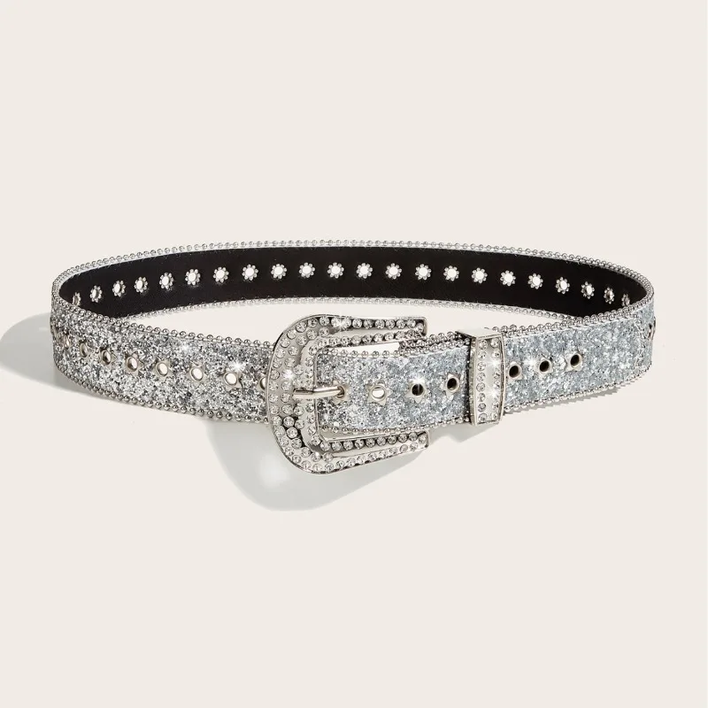 Rhinestone Wide Belt for Women | Ins Style Fashionable Sparkly Strap, Versatile  Design  Accessory for  Jeans & Outfits