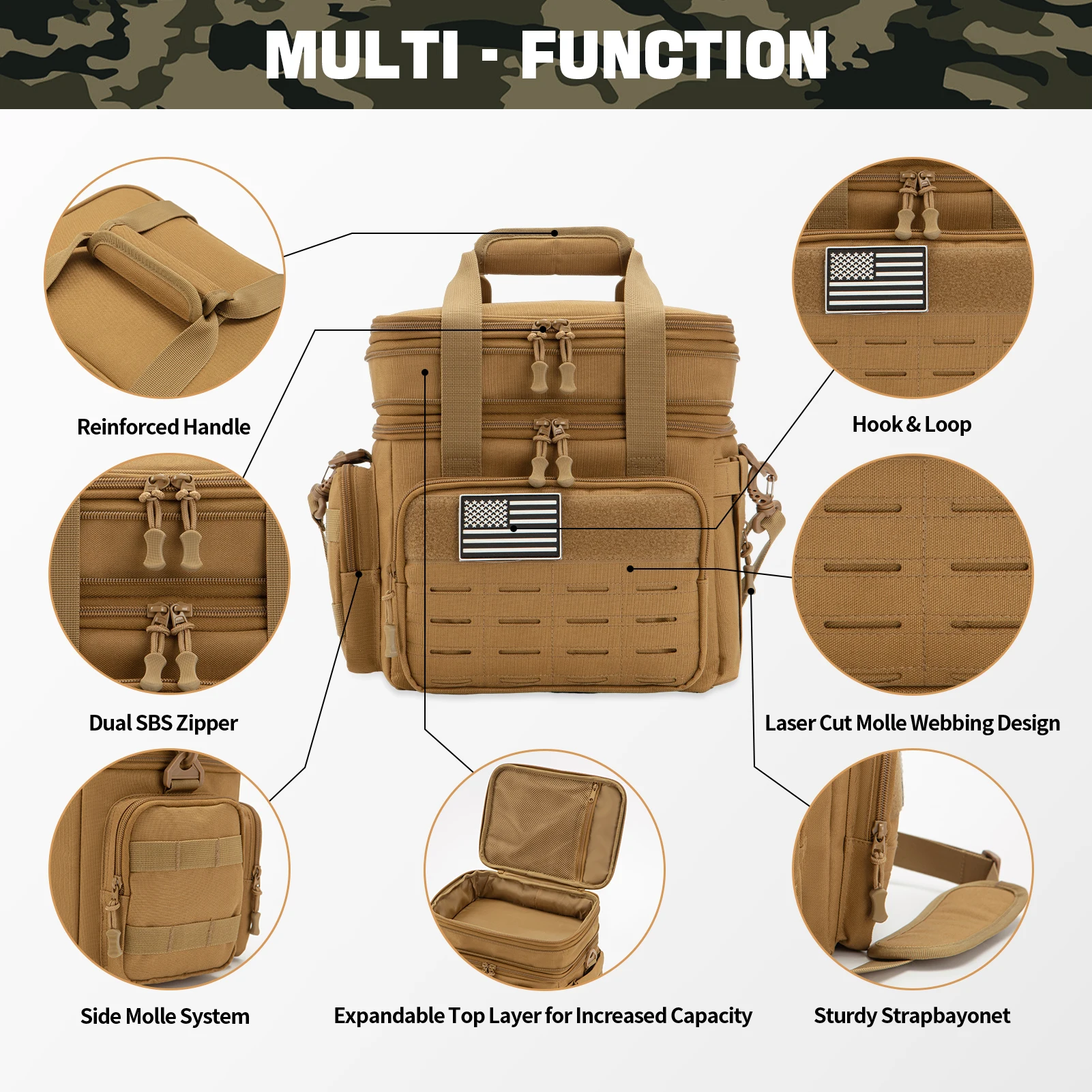 Tactical Lunch Bag for mens heavy duty lunch box Leakproof insulated Durable Thermal Cooler Bag Adult Meal Camping Picnic Pail 3