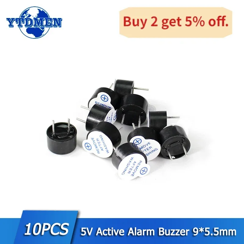 10PCS 5V Active Alarm Buzzer Beeper 9*5.5mm TMB09A05 Mini Active Piezo Buzzer Fit for Arduino Diy Electronic Buzzers 0905 10pcs 3v 5v 12v active alarm buzzer beeper 9 5 5mm tmb09a05 mini active piezo buzzer fit for arduino diy electronic buzzers