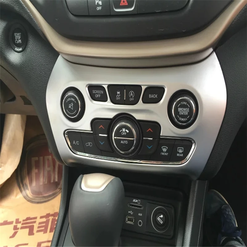 

WELKINRY Автомобильная крышка для JEEP Cherokee 2014, 2015, 2016, 2017, хромированная ABS передняя консоль, кнопка переключения кондиционера, ручка управления