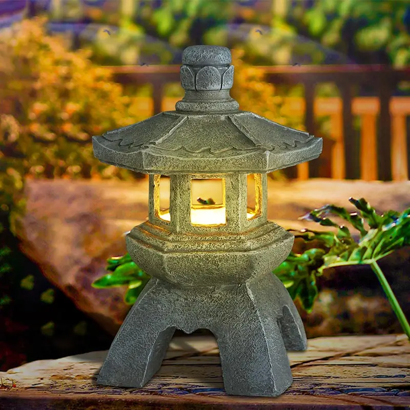 

Resin Solar Pagoda Garden Decoration Outdoor Decor Courtyard Zen Lamp Landscape Lights Gardening Yard Ornament For country house
