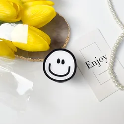 Smiley Face 3D Pop Grip & Phone Stand - Creative Solid Color Design (White)